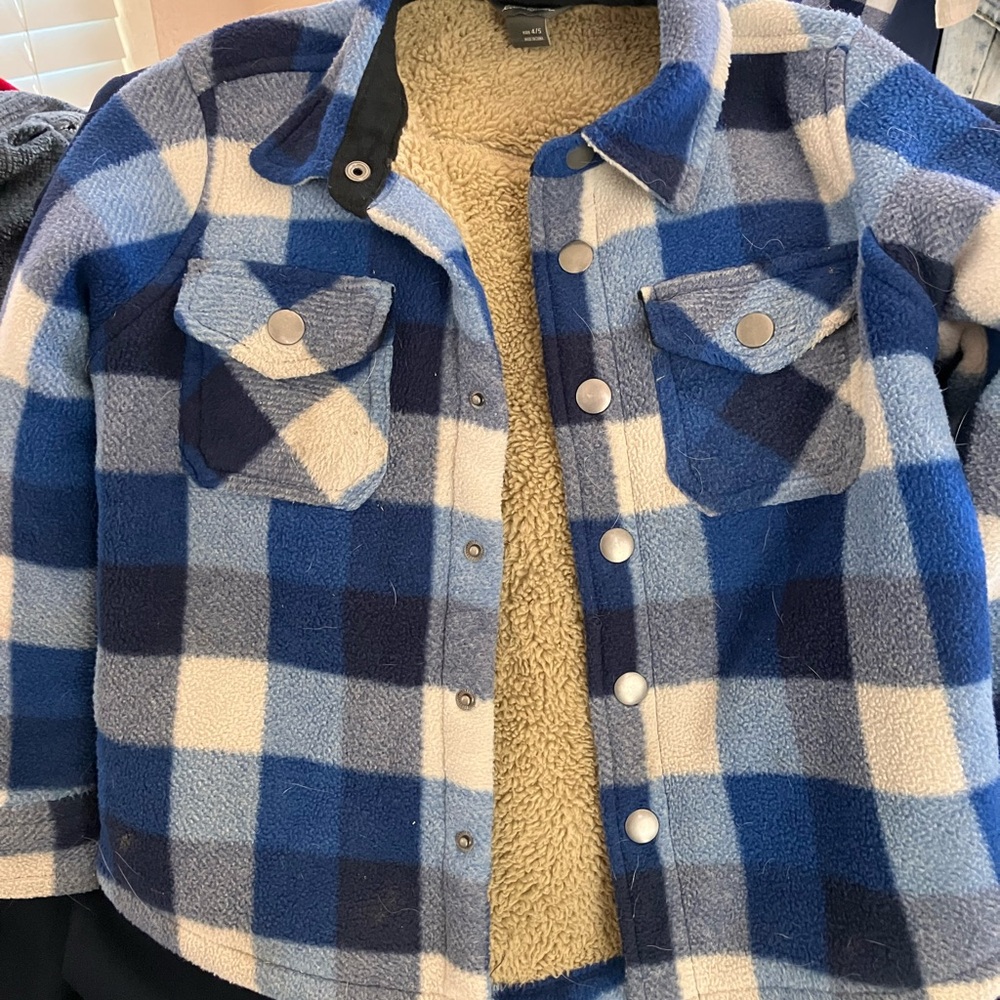 Eddie Bauer Blue and Tan Sherpa Jacket